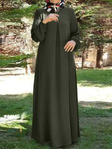 Etnische kleding zanzea herfst wsolid dubai kalkoen abaya hijab jurk oegen vintage lange slve moslim maxi jurk casual gewaad femme sundress 2023 t240510