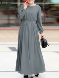 Vêtements ethniques ZANZEA Femmes élégantes Mode islamique Manches longues Solide Musulman Abaya Maxi Robe Ramadan Turquie Hijab Robes Robe Femme