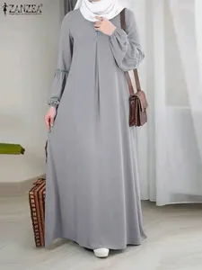 Vêtements ethniques ZANZEA Mode Musulman Abaya Hijab Robe Femmes Casual Sequin Sundress Solide Fête Vacances Robe À Manches Longues Islamique
