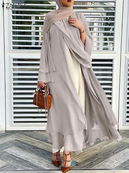Vêtements ethniques ZANZEA Manches longues Musulman Mousseline Ouvert Abaya Kimono Abayas pour femmes Robe Turquie Kaftan Femme Caftan Islam Ramadan