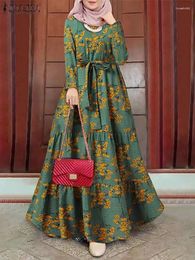 Vêtements ethniques ZANZEA Musulman Élégant Casual Longue Robe Turquie Abaya Hijab Robe Femmes Manches O-Cou Marocain Caftan Islamique 2024