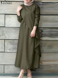 Vêtements ethniques Zanzea Soild Abaya Dubai Muslim Hijab Robe à manches longues Ruffles de dinde au printemps
