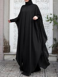 Etnische Kleding ZANZEA Vrouwen Chiffon Abaya Eid Mubarek Moslim Jurken Gewaad Isamic Lange Mouw Hijab Vestidos Mode Abaya Voor