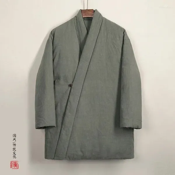 Vêtements ethniques Vestes de coton de moine taoïste Zen Robe pour hommes Veste bouddhiste en manteau d'hiver épaissis