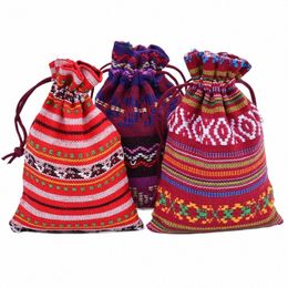 bolsas de bolsillo de bolsillo de bolsillo de bolsillo de rayas étnicas bolsas de monedas mey bouch 1pc regalos aleatorios joyas de dulces organizadores de dulces y58q#