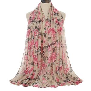 Ethnique Floral Imprimé Viscose Écharpe Hijabs Mode Fleur Femmes Châles Grande Taille Musulman Tête Wraps Silencieux Étoles Femmes Cape