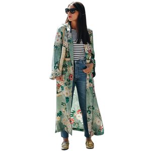 Etnische Bloemenprint Shirt Kimono Dames Vest Elegent Zomerblouse met lange mouwen Blusas Chemise Femme Tops