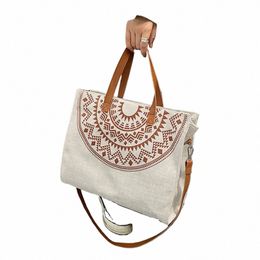 Sac fourre-tout rond géométrique ethnique pour femmes, grande capacité, sac à bandoulière, sacs à main, sacs à main, boutique de Bohême, sac à déjeuner 63wk #