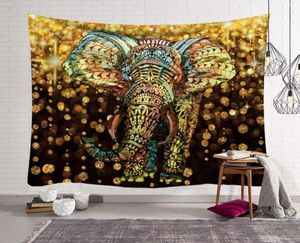 Tapiz de la India Indicia Tailandia Elefante Pared colgante Decoración boho Tapices estampados de animales Camas de tela moderna Carpeta1251109