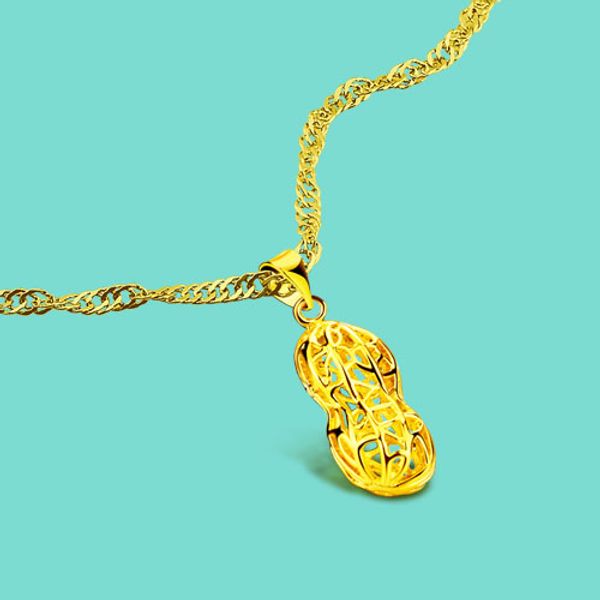 Modèles féminins de style ethnique collier en or pendentifs conception d'arachide en or 24 carats dames bijoux de charme chaîne en or taille 46 cm livraison gratuite
