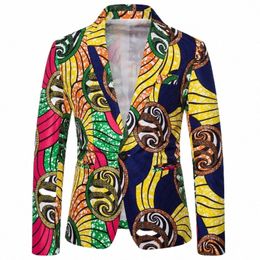Style ethnique Multicolore Imprimé Blazers pour Hommes Vêtements Africains Lin Pas Cher Élégant Ternos Social Masculino Costumes Pour Hommes Vestes l3n9 #