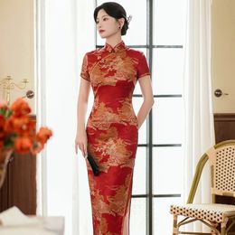 Etnische stijl Vintage Qipao -jurken voor vrouwen Fashion Casual Streetwear Woman Cleren Elegante Chinese Cheongsam -jurk 240306