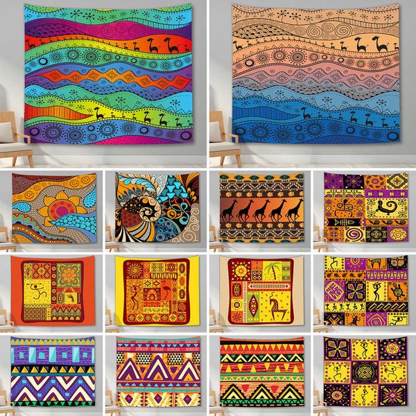 Tapisserie ethnique Polyester Bohemian Wall Suspension décorture de décoration de décoration de style africain Tapisserie de dormir Tapisserie Mandala Wall Tissu 210609