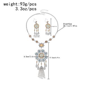 Etnische vrouwen sieraden sets strass tassel bel hanger statement zigeuner ketens ketting sets charmes bohemian oorbellen sets