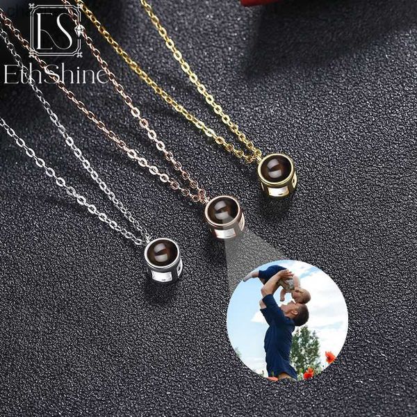 EthShine, collar de foto de proyección personalizado, colgante de foto de mascota personalizado, cadena de proyección, joyería conmemorativa de Navidad para mujer, regalos L230519