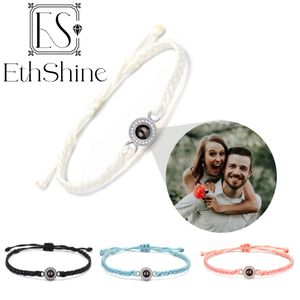 Ethshine nieuwe gepersonaliseerde fotoprojectiearmband aangepaste foto armbanden voor vrouwen mannen aangepast paar sieraden moederdag cadeau