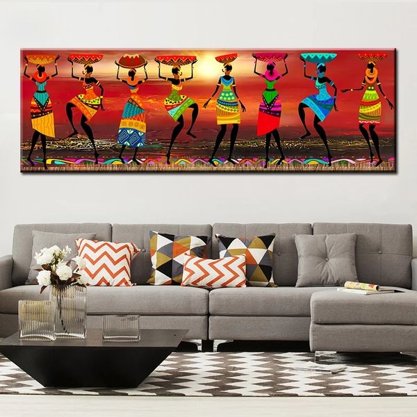 ETNICOS Affiche tribale Art Africain Femmes Dancing Paintes Mur Image pour le salon Toile Imprime