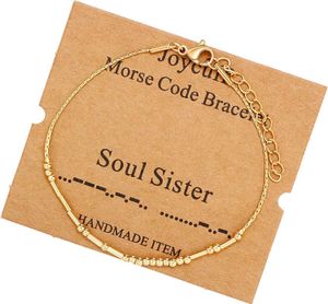 ets joycuff Inspirerende morse code armband dames zilveren kraal sieraden die haar spreukgeschenk aanmoedigen