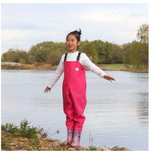 EU 25-36 enfants Pantalon de chariot imperméable avec des bottes de pluie Girl extérieur garçon jouant à l'eau pêche à la pêche à la pêche à la plage