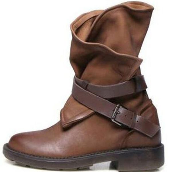 Botas de caballero de estilo occidental para mujer de talla grande Eu 34-43, botas de vaquero informales sin cordones, zapatos de trabajo, novedad de 2019, negro, marrón, venta al por mayor, EE. UU. 12