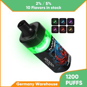 EU Hot Sale Mesh Coil Elektronische sigaret 12000 Rookwolken Vape-pen Wegwerp Vaper-apparaat 2% 5% Nic Eliquid Voorgevulde e-cigs 10 Fruitaroma's voor het kiezen van Pod 12k Bladerdeegreep