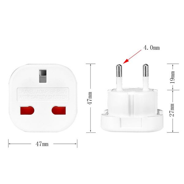 Adaptateur de la bougie EU British British UK to UE Euro Travel Adaptateur électrique Convertisseur Plug Outlet UK