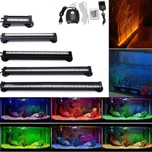 EU Plug Onderwater Aquarium Aquarium Luchtbel Licht 5050 RGB LED Dompelpomp Lamp + Verhogen Zuurstof Luchtpomp + IR Afstandsbediening Y200922