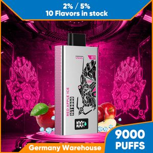 Popular de la UE 12k 10k 9k 6k Puffs Vape desechables Estilo pluma E Kits de cigarrillos 2% 5% Bobina de malla Precargada Vaper Pod 10 Sabores diferentes Opción Power Eliquid Pantalla LED