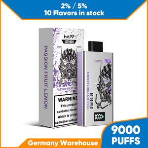 EU populaire original 9000 bouffées Vape Pod rechargeable jetable E cigarette Eliquid Bar 2% 5% bobine de maille 9k bouffées narguilé stylo puissance et affichage de la lumière de l'écran E-liquide