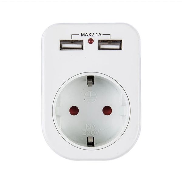 Prise de conversion standard de l'UE avec double extension USBSocket 2 USB Adaptateur secteur de type européen Convertisseur Prise sans fil étendue 240126