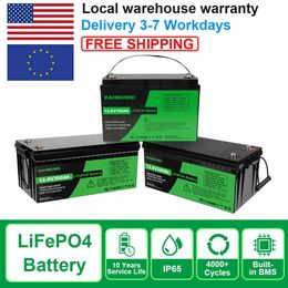 Stock UE ! Sans taxe ! Batterie LiFePO4 12V 24V 100Ah 200Ah Lithium Fer Phosphate Batterie Rechargeable pour Bateaux EV RV