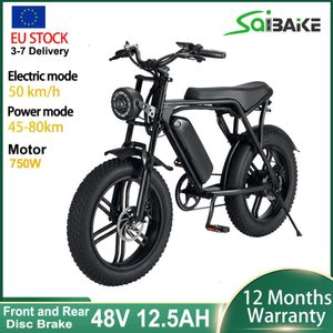 Stock ue vélo électrique 750W hommes 20 pouces VTT 4.0 gros pneus Ebike 48V 12.5AH batterie au Lithium vtt ville vélo électrique