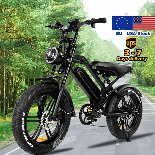Vélo électrique de montagne avec pneus larges de 20 pouces, avec batterie amovible de 48V, 15ah, moteur puissant, vélo de plage pour adultes et adolescents, Stock ue