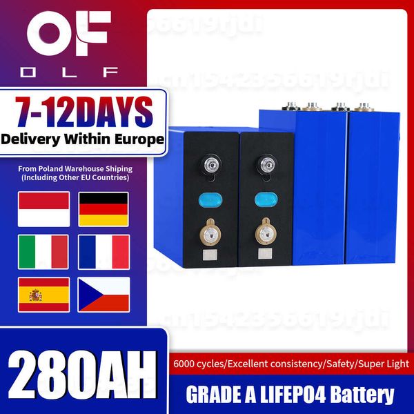 Stock europeo entrega rápida 3,2 V Lifepo4 batería 280AH celda nueva batería de iones de litio recargable de grado A DIY 12V 24V para RV EV Solar