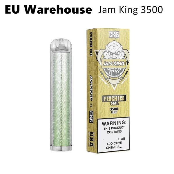 EU Stock Jam King Vape CKS Puff 3500 6ml Pod Crystal Vape E Cigarette 2% 3% 5% Nic Vaper 650mAh Batterie Rechargeable Mesh Coil Vape Factory Vape Gros Puff 1500 2800