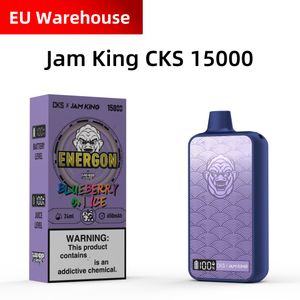 Stock EU Jam King Vapes jetables Puff 15000 cigarette électronique 12 saveurs 24 ml Pod Smart Screen Display 2% 3% 5% Nic Mesh Coil 1,1 Ohm Big Vapor 650mAh Batterie rechargeable