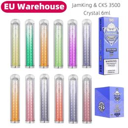 EU-voorraad Vape E-sigaret Jam King CKS 3500 Rookwolken 6 ml Pod Crystal Vape Pen 2% 3% 5% Nic Vaper 650 mAh Batterij Oplaadbare Mesh Coil Vape Factory vs randm bladerdeeg 12000 9000