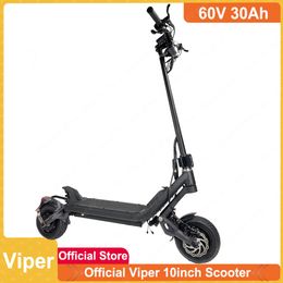 EU Stock Viper 10 pouces K Max 60V 30AH Double moteur 2 * 1000W 70 km / h 10inch Scooter électrique Suspension réglable hydraulique pliable