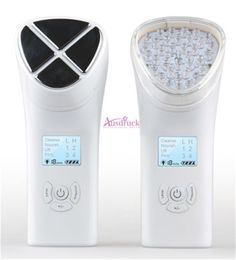 UE sans taxe Portable mini rouge bleu LED thérapie par la lumière photon ultrasons masseur facial rajeunissement de la peau rides élimination de l'acné CE