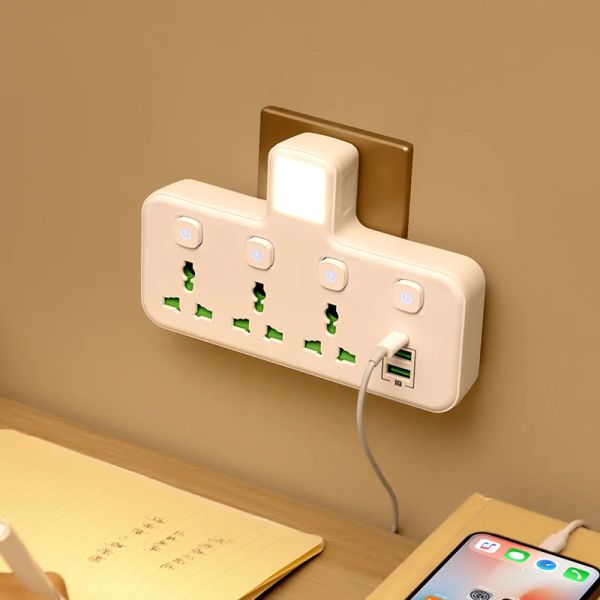 EU UK AU US PRING AC SORT POWER POWER POWER MULTIPRISE WALL SOCKET Universal Network Filtre USB CHERGER Adaptateur de lumière séparée Sépreneur