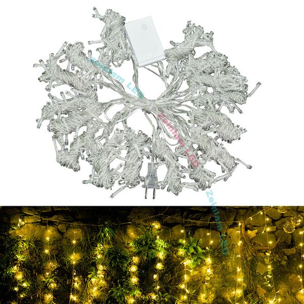 UE EE. UU. AU Reino Unido Enchufe Cortina Luz 3 * 1 M 3 * 3 M Cuerdas LED Bombillas de hadas Festival Hotel Fiesta de bodas Luces Iluminación de fondo de Navidad Tira LED