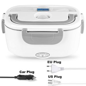 EU US Car Plug Boîte à lunch électrique en plastique 12V 24V 220V 110V Chauffe-aliments Réchauffeur Réchauffeur Bento Boxs 40W Ensemble de vaisselle 211104