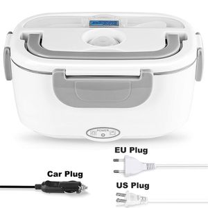EU US Car Plug Boîte à lunch électrique en plastique 12V 24V 220V 110V Chauffe-aliments Réchauffeur Réchauffeur Bento Boxs 40W Ensemble de vaisselle 211108