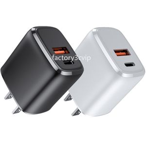 EU US Fast Quick USB C Charge 20W Double ports PD Type C Chargeur mural Adaptateurs d'alimentation automatiques pour Iphone 12 13 14 15 Pro Max Samsung Tablet PC F1 avec boîte de vente au détail