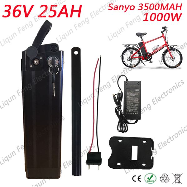 EU US sans taxe 1000W 36V 25AH batterie de scooter 36V Silver Fish li-ion batterie Utiliser pour les cellules Sanyo 3500mah 30A BMS Décharge inférieure.