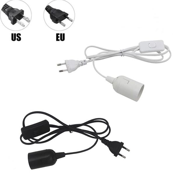 Enchufe europeo para EE. UU., Cables de alimentación de 1,8 m, soporte de Base de lámpara E27 con Cable de interruptor para bombillas Led colgantes, lámpara colgante, enchufe de suspensión