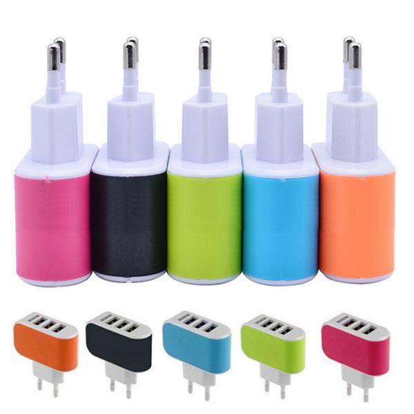 UE / EE. UU. Enchufe Estación de carga de pared Carga USB Adaptador de alimentación de CA de viaje para teléfono celular Altavoz PowerBank iPhone Xiaomi Huawei Oppo Cargadores de 3 puertos