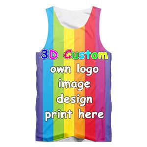 EU US Grootte aangepaste mannen S Tank Top Diy Uw eigen ontwerp Unieke 3D Gym Vest Singlets Fitness Mouwloze T -shirts Drop 220707