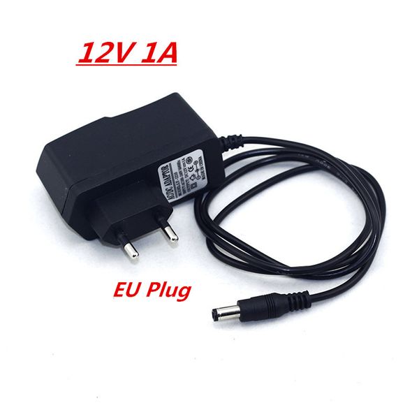 Adaptateur de plug EU / US / UK / AU AC 100-240V à DC 12V 1A 1000MA ALIMENTATION 5,5 mm x 2,1-2,5 mm pour 3528 LED de bande ou autre chaîne DC