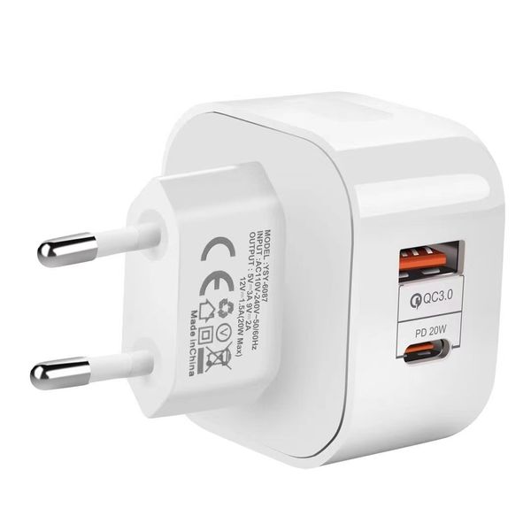 Chargeur de téléphone portable 20W, prise EU US UK, Charge rapide QC 3.0 avec adaptateur PD, chargeur USB mural pour IPhone 12 Samsung